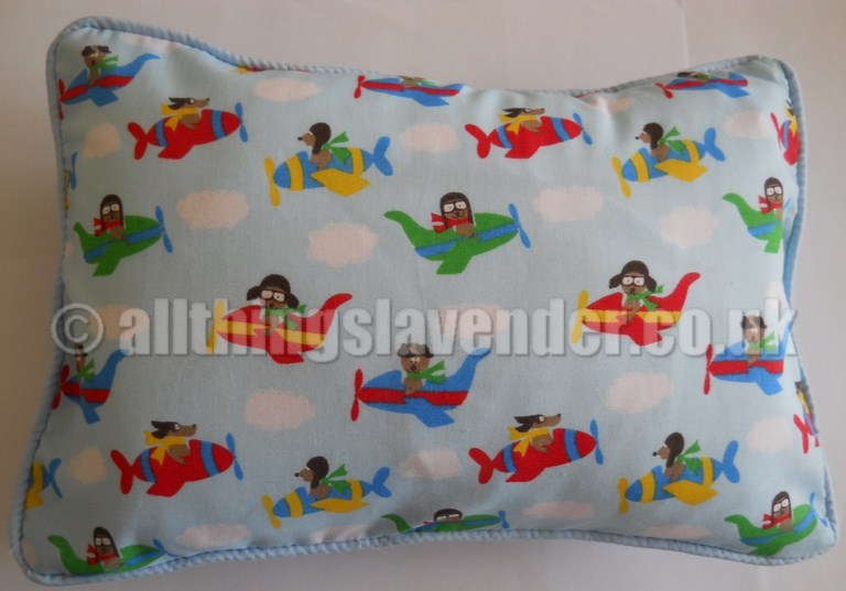 Cute Little Dogs Flying in Planes Lavender Sleep Pillows