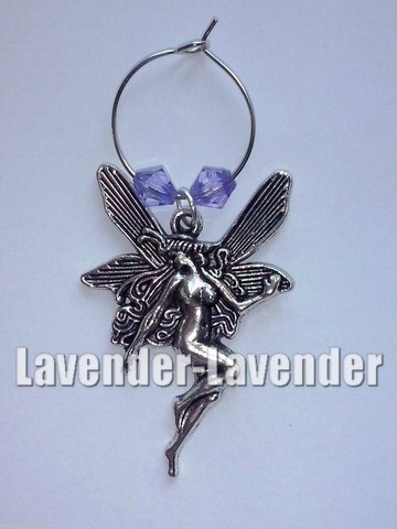 Lavender Fairies wine glass charms