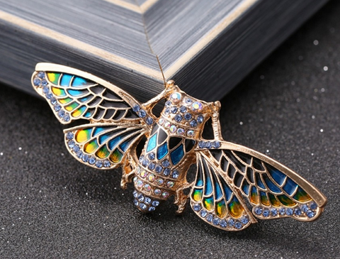 Beautiful Enamel Cicada Brooch