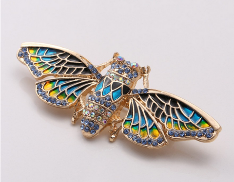 Beautiful Enamel Cicada Brooch