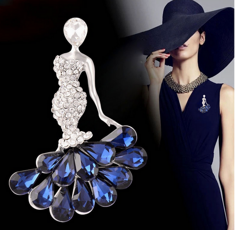      Chic Blue Cubic Zircon Brooch