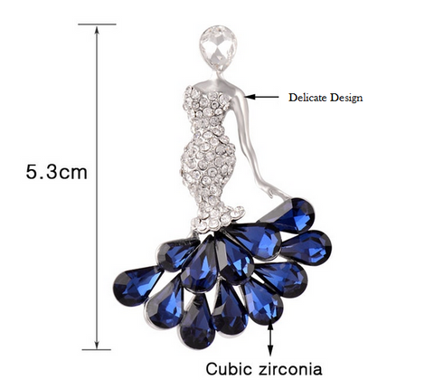      Chic Blue Cubic Zircon Brooch