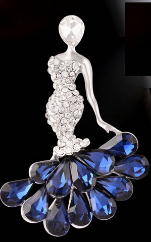 Chic Blue Cubic Zircon Brooch